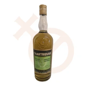 Botella de Chartreuse verde producida en Tarragona "el gruño"