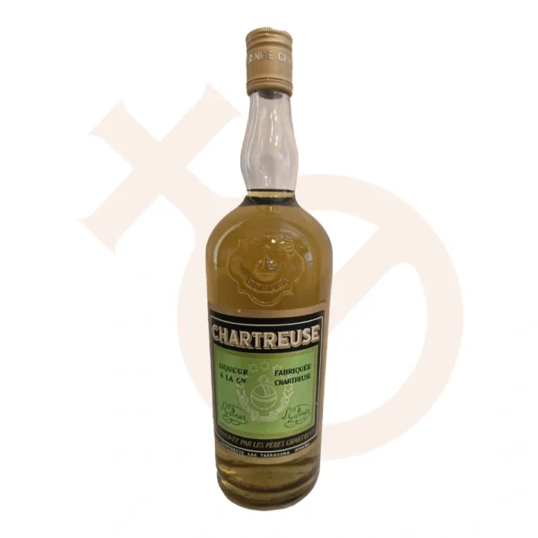 Botella de Chartreuse verde producida en Tarragona "el gruño"